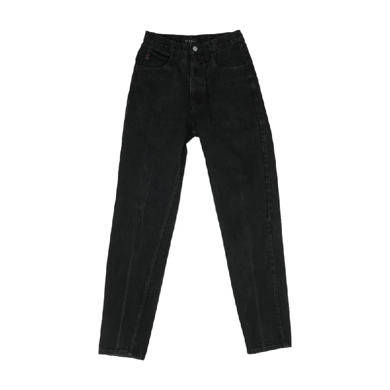 Vintage Black Solid Jeans Classic Button Fly Jeans