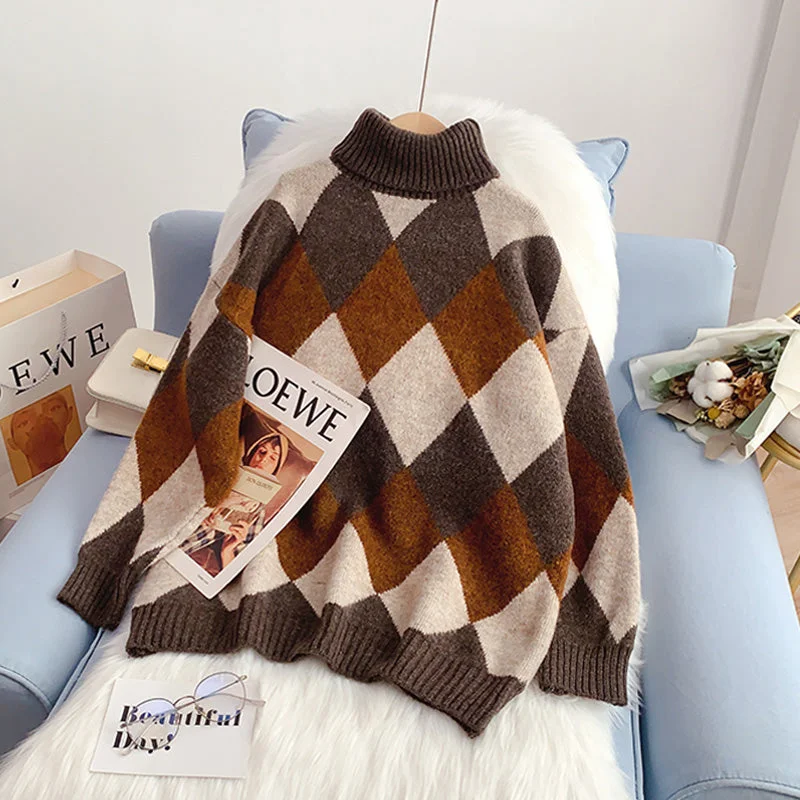 Vintage Lingge high neck sweater is lazy to wear outside 5047 High Neck Crew Neck V-Neck Vintage Lingge high neck sweater is lazy to wear outside 5047 High Neck Crew Neck V-Neck