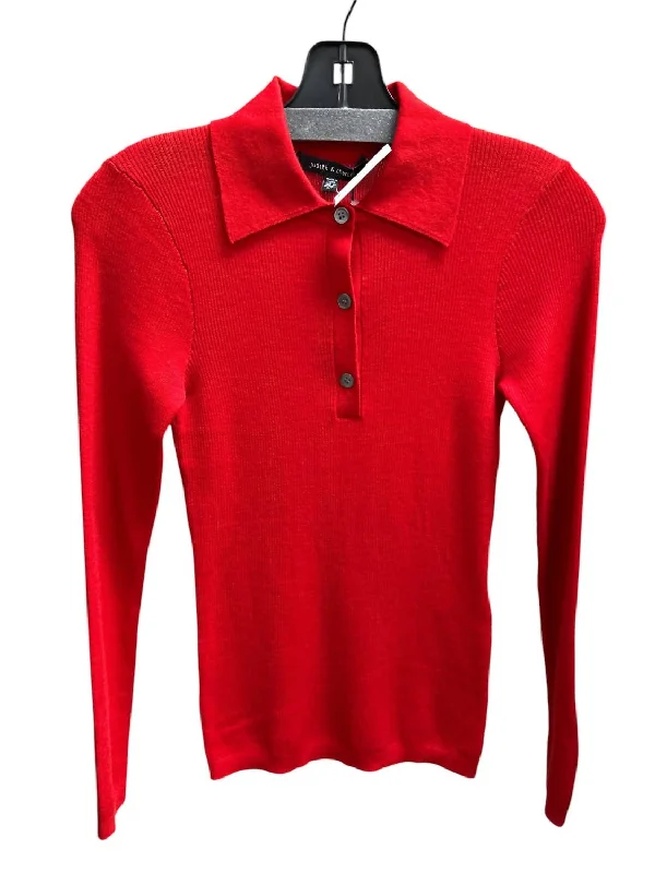 Women's Edem Polo Sweater In Red Fitted Loose Oversized