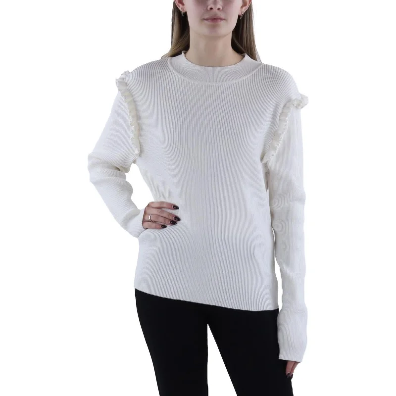 Womens Embellished Mock Neck Pullover Sweater Chenille Blend Fleece Blend Nylon Blend Womens Embellished Mock Neck Pullover Sweater Chenille Blend Fleece Blend Nylon Blend