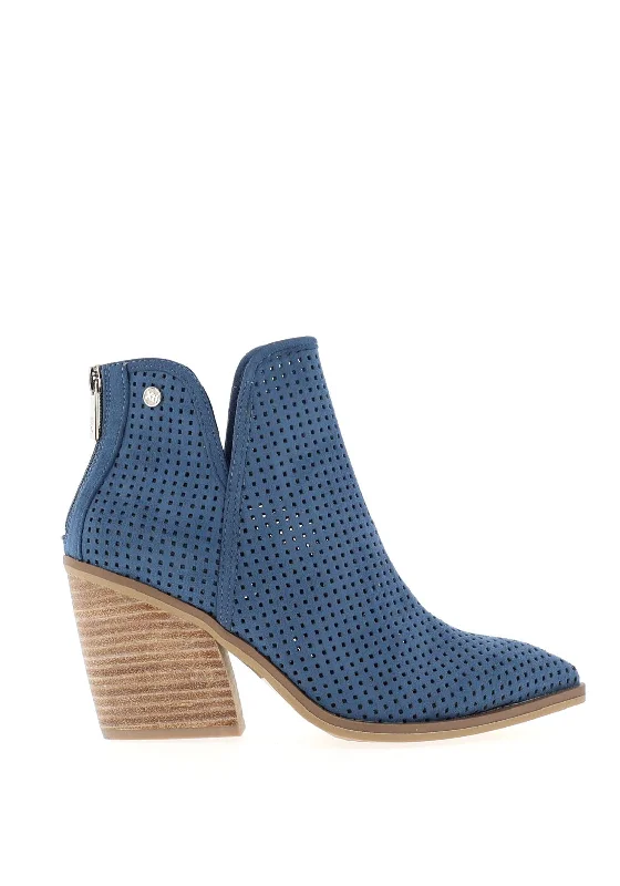 Xti Laser Cut Block Heel Boots, Jeans Comfortable Stretch Denim Jeans