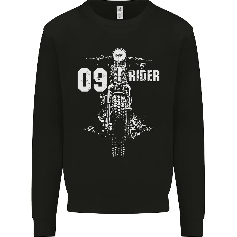 09 Motorbike Rider Biker Motorcycle Mens Sweatshirt Jumper Hoodie with Velcro Closure Adjustable Secure