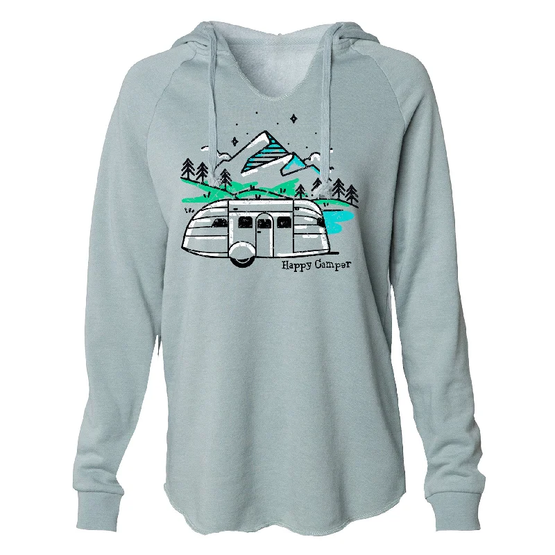 Airstream Vintage Happy Camper Super Soft Women's Hoodie Hoodie with Elastic Waist Stretchable Comfortable
