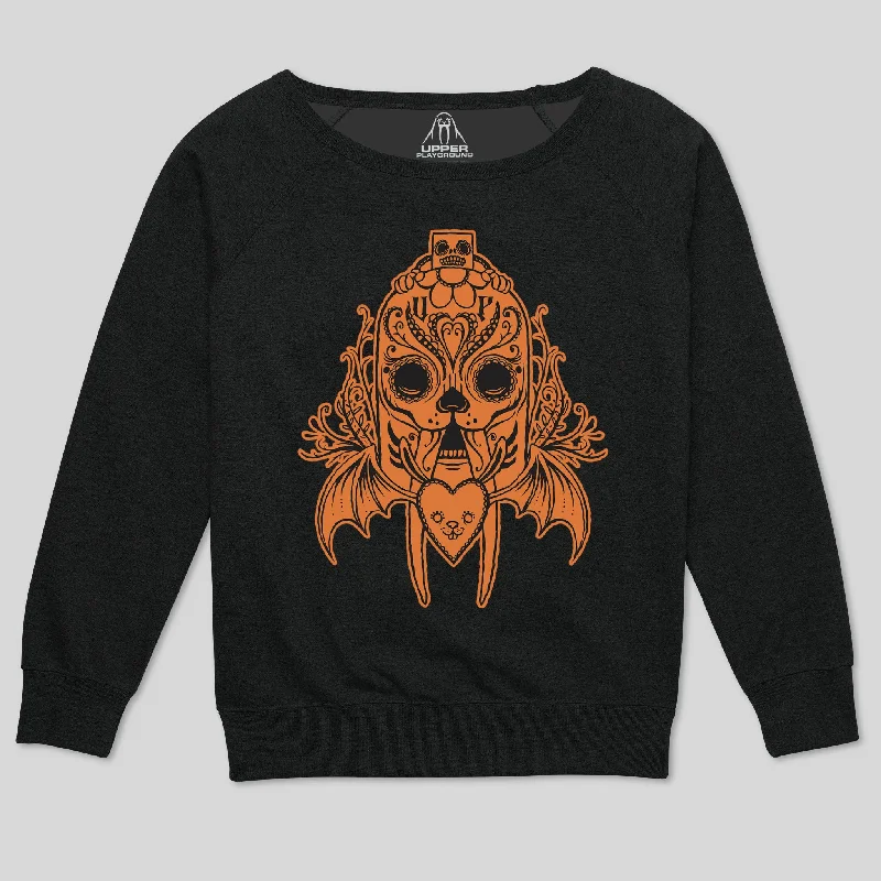 SUGAR SKULLRUS WOMEN'S SCOOP NECK SWEATSHIRT Hoodie with Neon Bright Vibrant