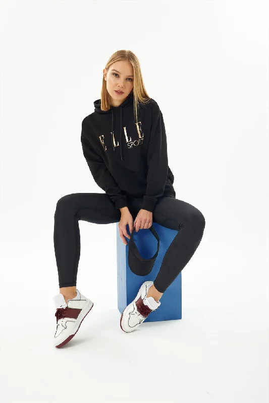 Angelino Sport Gilded Pocket Woman Hooded Sweatshirt Hoodie with Hem Detail Decorative Unique