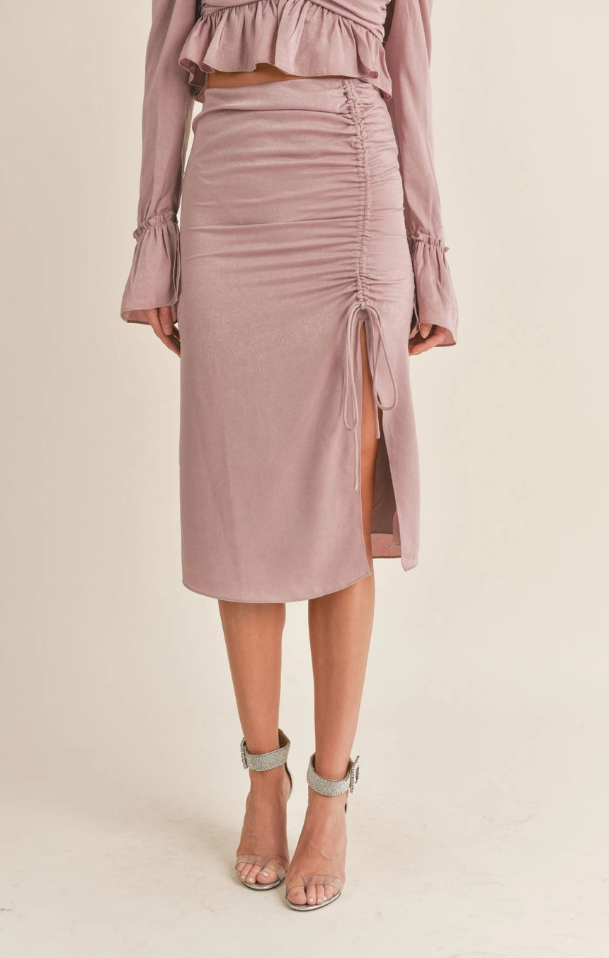 APHRODITE RUCHED MIDI SKIRT cashmere skirt soft