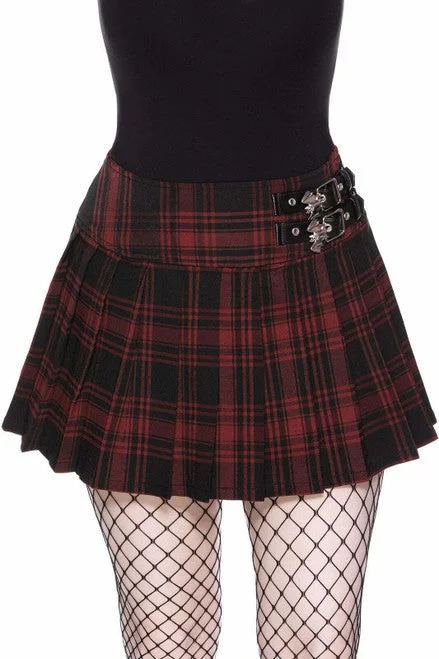 Bad Girl Skirt Red Tartan Plaid cashmere skirt fine
