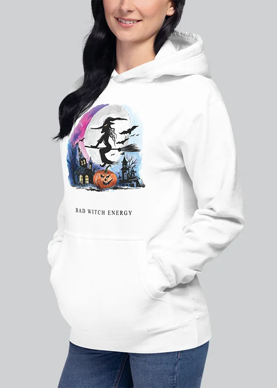 Bad Witch Energy Womens Hoodie Hoodie with Metallic Shiny Futuristic