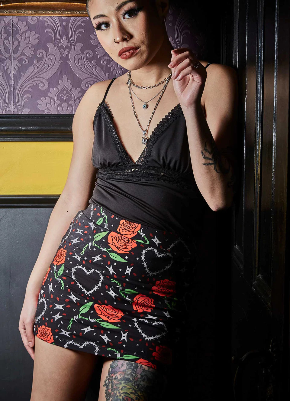 Barbed Wire Love Mini Skirt modal blend skirt