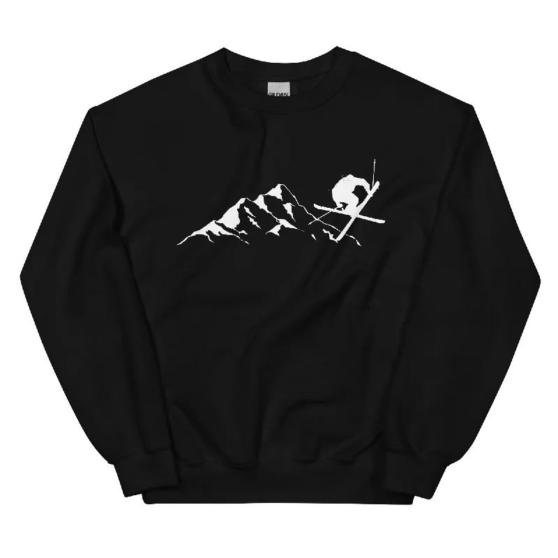 Berge - Skifahren - (15) - Sweatshirt (Unisex) Hoodie with Ribbed Cuffs Snug Fit Comfort