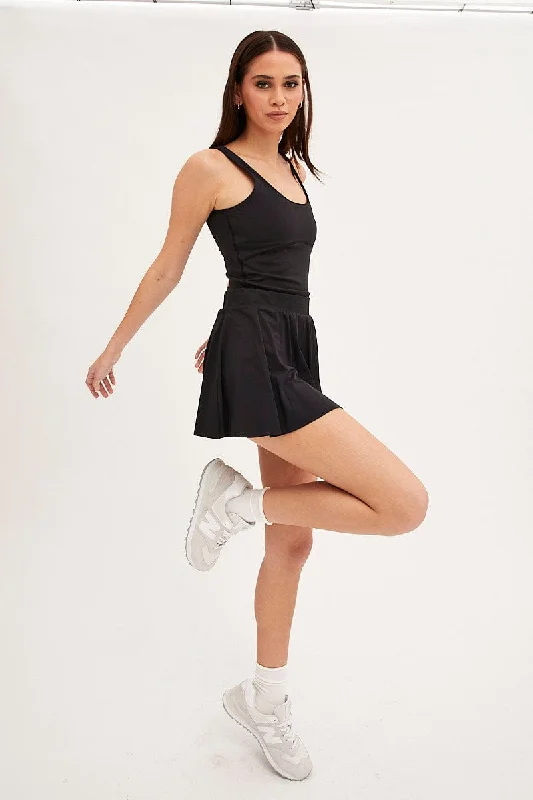 Black Flare Skort Skirt Activewear lace skirt intricate