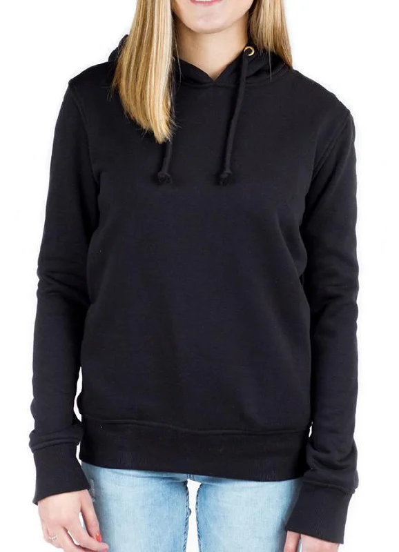 BLACK WOMEN HOODIE Hoodie with Rolled Sleeves Casual Relaxed