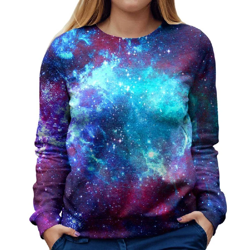 Blue Galaxy Womens Sweatshirt Hoodie with Oversized Fit Loose Comfortable