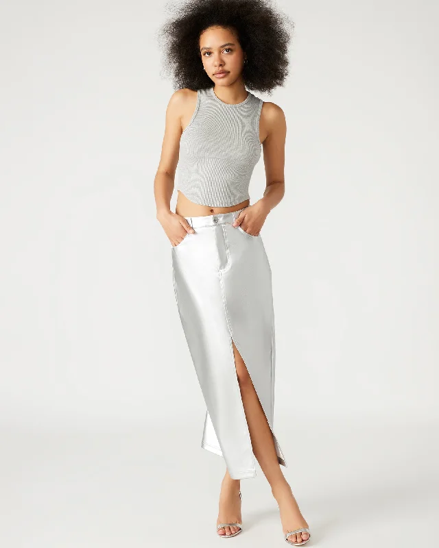 AVANI SKIRT SILVER silk skirt smooth