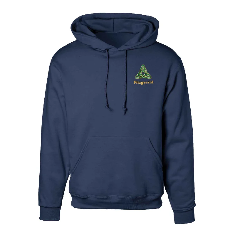 Celtic Triangle Knot Embroidered Personalized Hoodie- Navy Hoodie with Longline Fit Extended Stylish