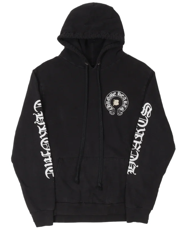 Bella Hadid "B" Patch Hoodie Hoodie with Puffed Sleeves Voluminous Trendy