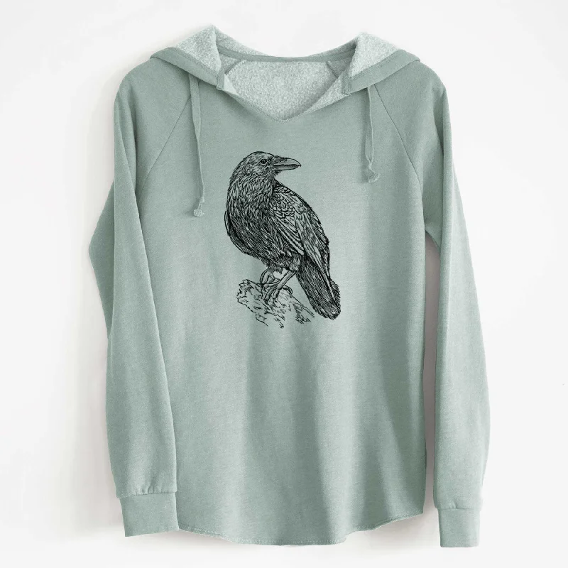 Common Raven - Corvus corax - Cali Wave Hooded Sweatshirt Hoodie with Back Slit Movement Comfort