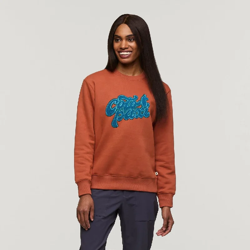Coto-Patch Crew Sweatshirt - Womens Hoodie with Sequins Glamorous Eye-catching