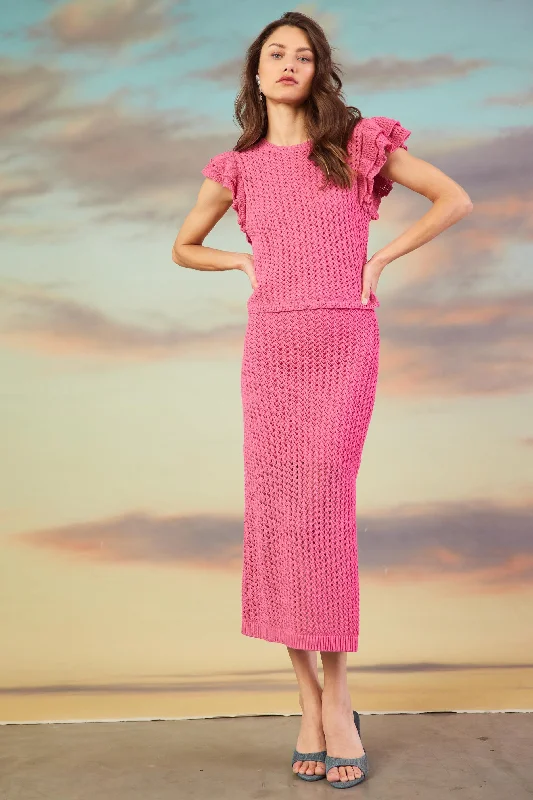 Crochet Midi Skirt tiered skirt playful