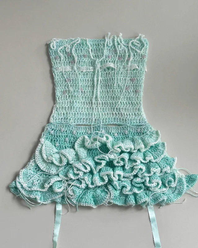 [Customized Handmade] Mermaid’s Song Knitting Top and Skirt set spandex blend skirt