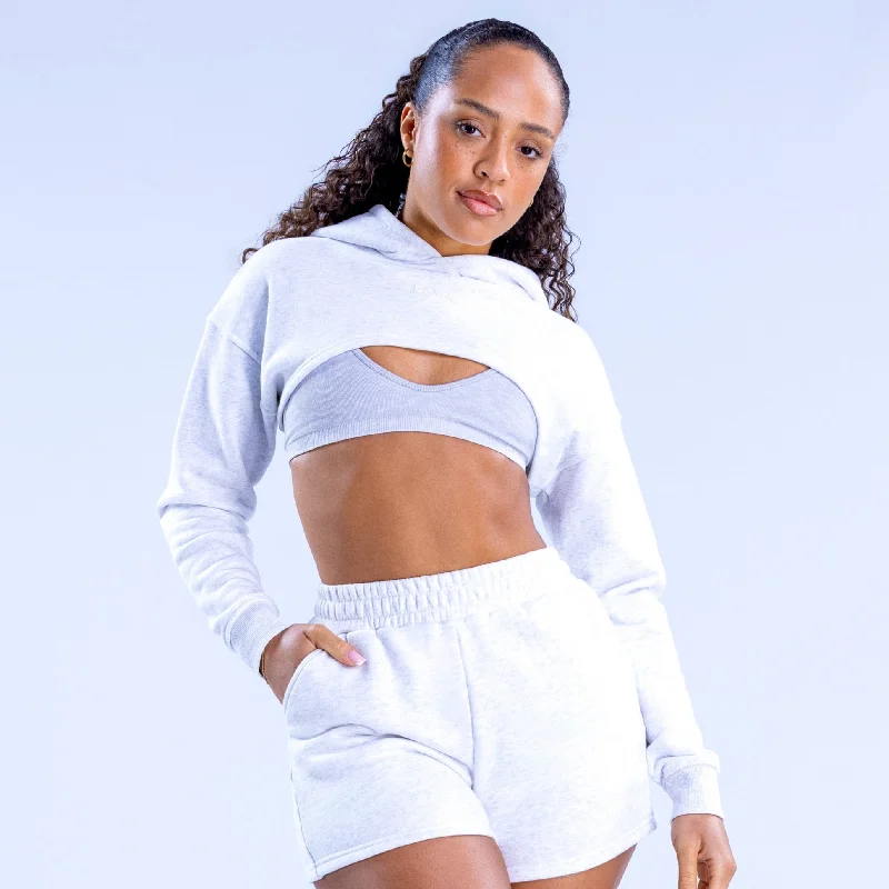 Revive Super Crop Hoodie Hoodie with Hem Embroidery Detailed Premium