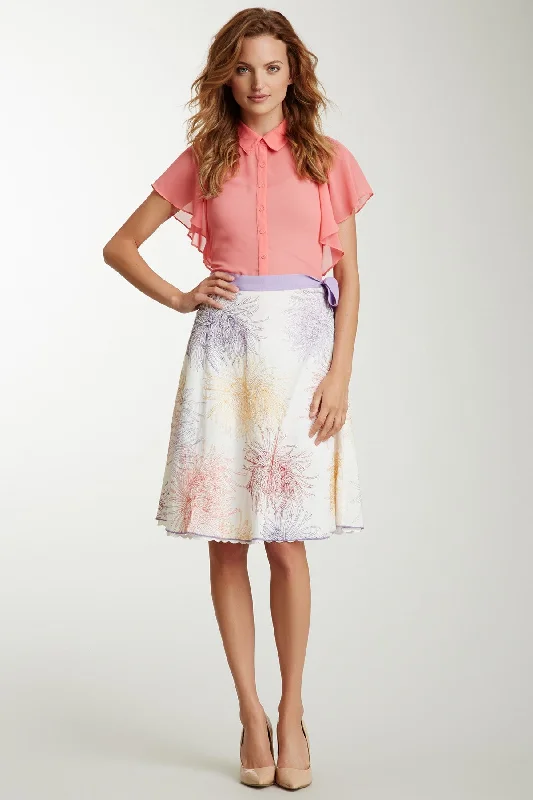 Embroidered Circle Skirt - Chrysanthemum ruffled skirt detail