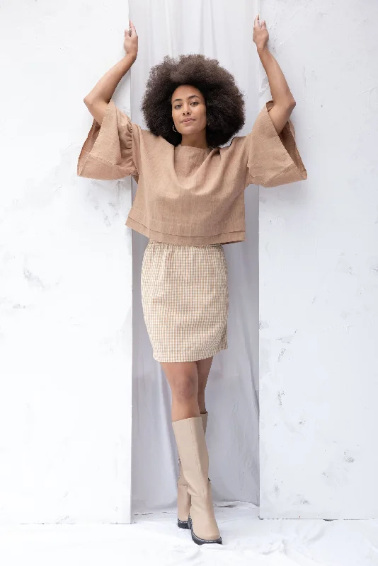 Ensemble Skirt | Brown Gingham modal blend skirt