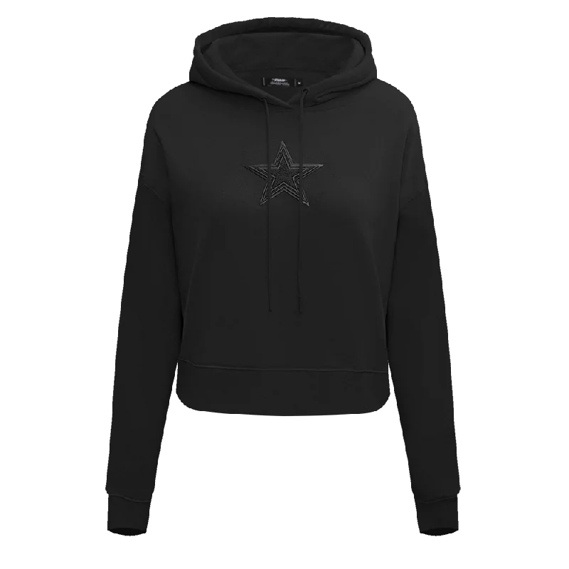 NFL DALLAS COWBOYS TRIPLE BLACK WOMEN'S CROPPED PO HOODIE (TRIPLE BLACK) Graphic Hoodie Design Print