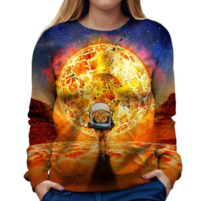 Fearless Kitty Womens Sweatshirt Hoodie with Thumb Holes Functional Cozy