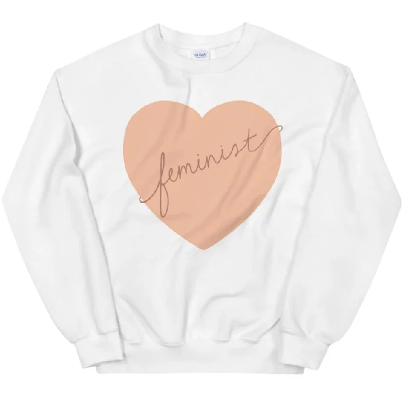Feminist Heart -- Sweatshirt Hoodie with Slit Hem Functional Movement