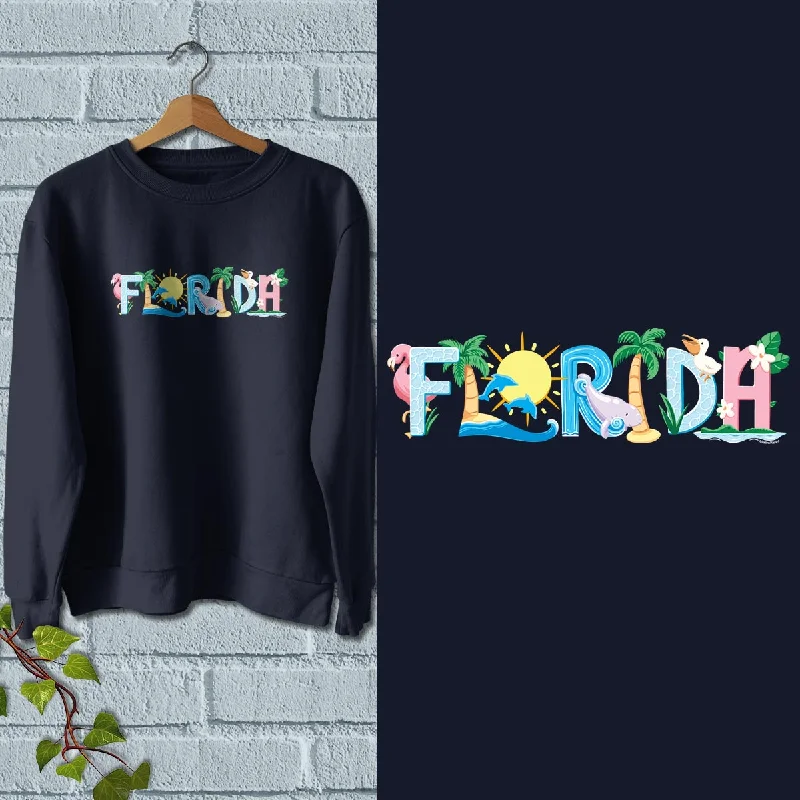 Florida Whimsical Animals Sweatshirt Adult Unisex S-XXL Hoodie with Hem Detail Decorative Unique Florida Whimsical Animals Sweatshirt Adult Unisex S-XXL Hoodie with Hem Detail Decorative Unique
