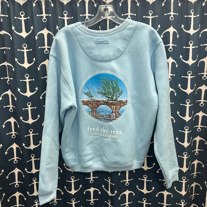 Fred the Tree Women's Crew Sweatshirt, Light Blue Hooded Sweatshirt Casual Wear Street Style