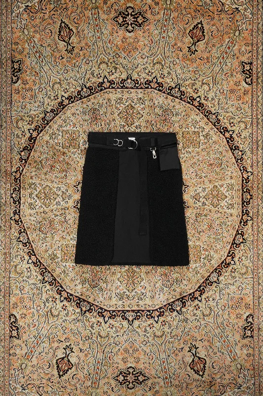 Fujimoto Black Boa Skirt (Black) chiffon skirt delicate