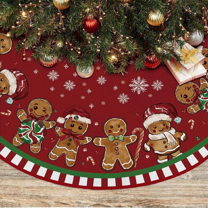 Gingerbread Man Pencil Tree Skirt - 36" linen skirt airy