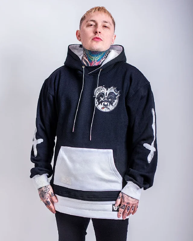 Goth Bear Two-Tone Hoodie Hoodie with Elastic Cuffs Stretchable Comfortable