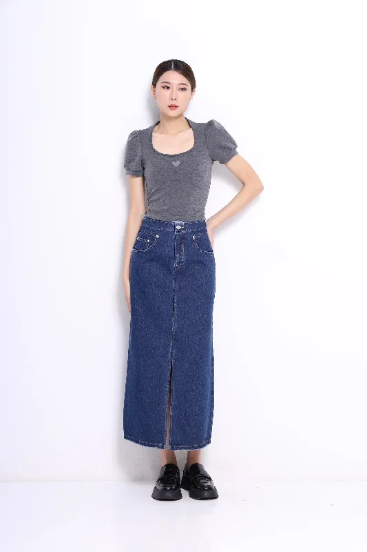 Hera Denim High Waist Midaxi Skirt linen skirt breathable