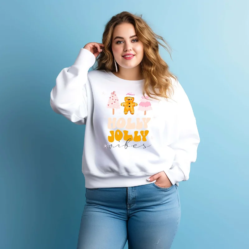 Holly Jolly Vibes Holiday Christmas  Unisex Sweatshirt Hoodie with Zipper Placket Modern Functional