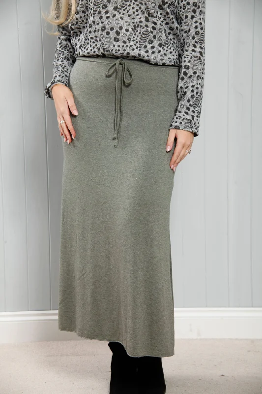 Joanna Skirt Khaki belted skirt waist