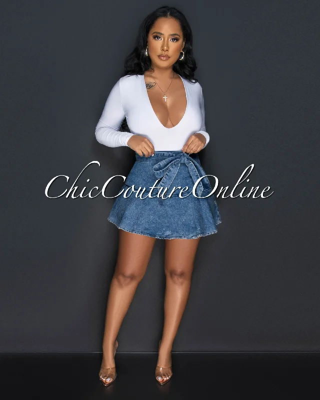 Jude Acid Wash Ruffle Denim Skirt leather skirt durable