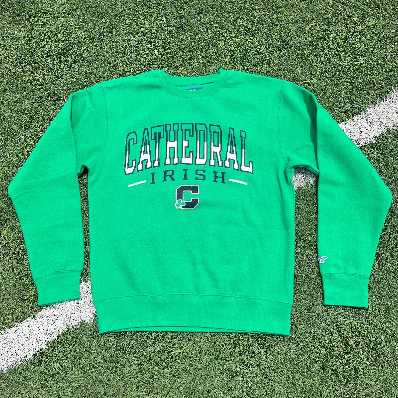 Kelly Green Campbell Crewneck Sweatshirt Hoodie with Frayed Bohemian Relaxed