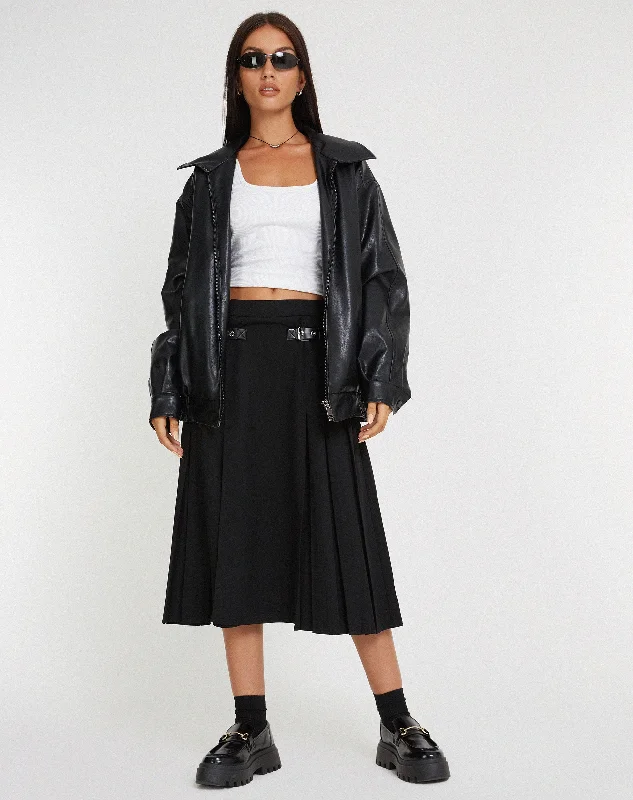 Kozani Midi Skirt in Black lace skirt intricate
