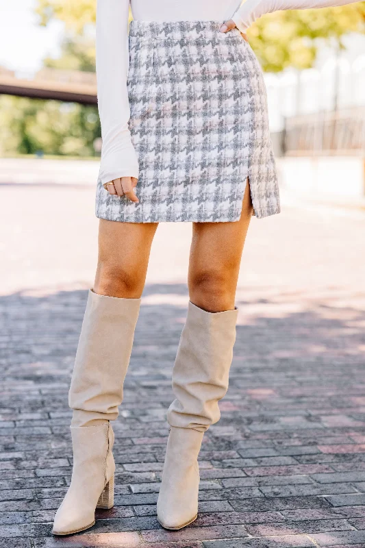 Learn The Truth Heather Gray Plaid Skirt wool skirt sturdy