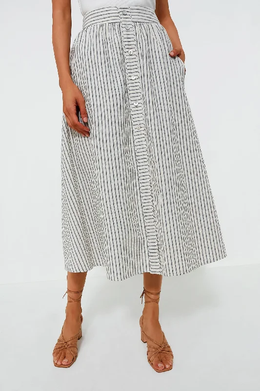 Linen Stripe Cora Skirt denim skirt classic