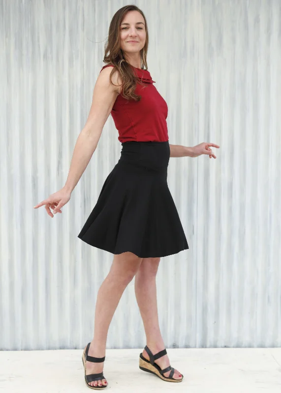 Black Lola Circle Skirt asymmetrical skirt cut