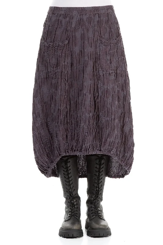 Longer Back Vintage Violet Circle Silk Linen Skirt wool skirt warm