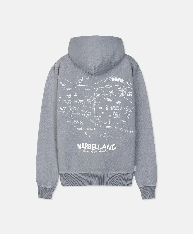 MAPA HOODIE VINTAGE LIGHT GREY Hoodie with Elastic Waist Stretchable Comfortable