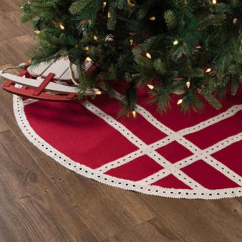 Margot Red Christmas Tree Skirt 55 VHC Brands a-line skirt cut