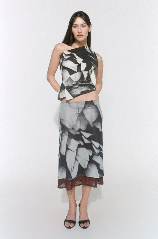MARIA SKIRT - FEATHER PRINT cashmere skirt soft