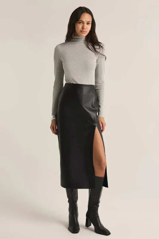 Metropolitan Faux Leather Midi Skirt silk skirt luxurious