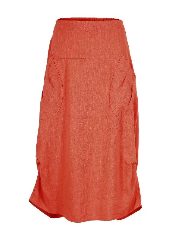 Milwaukee Fiesta Skirt Orange in Slub Linen corduroy skirt cozy